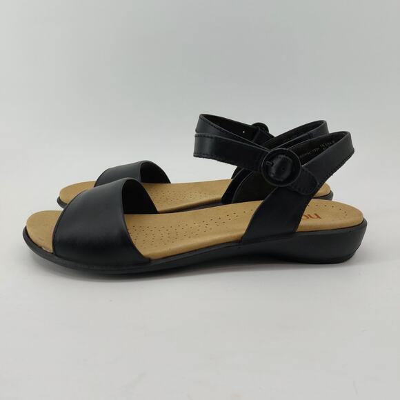 hotter Shoes - Hotter Tropic Women Black Sandals Leather Sz 8.5 Ankle Strap